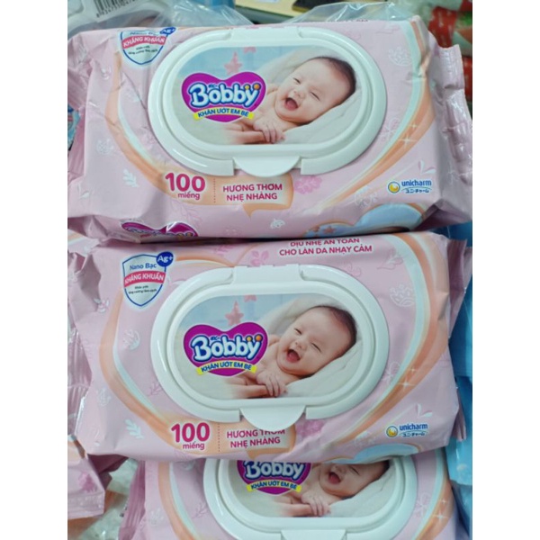 Khăn ướt Bobby không mùi 100 tờ và 80 tờ
