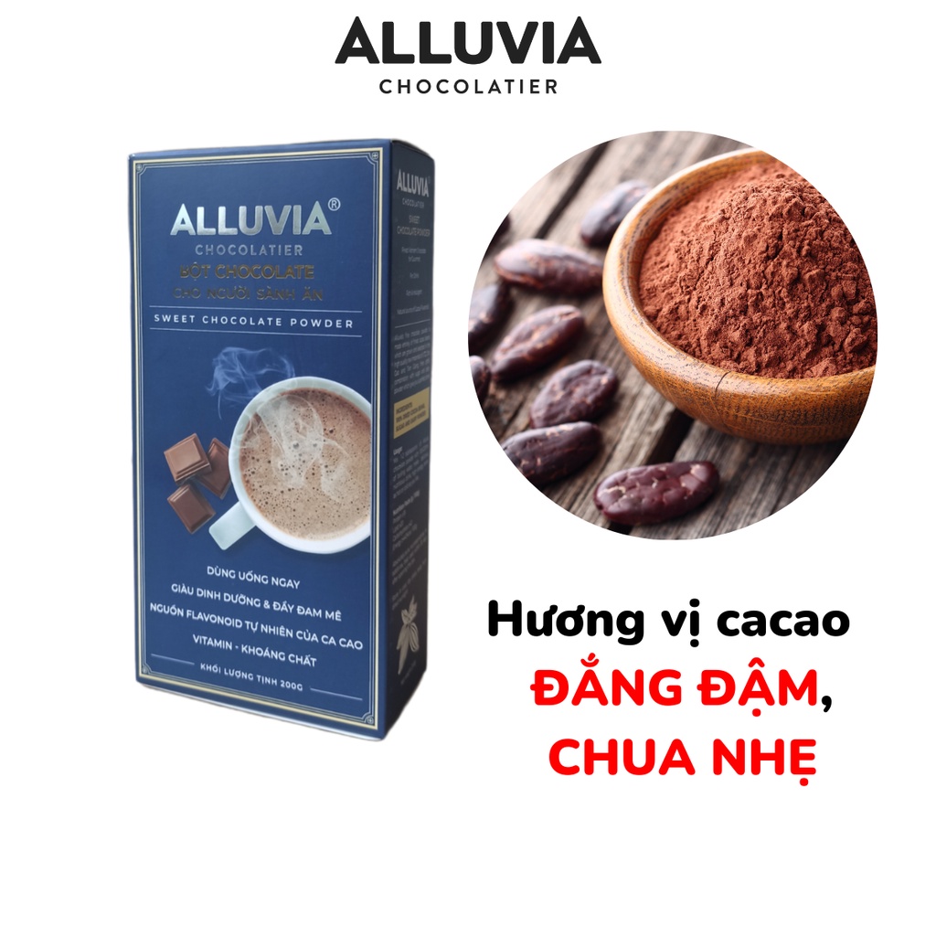 Bột cacao sữa 3in1 nguyên chất thơm ngon vị đậm đà Alluvia Chocolate