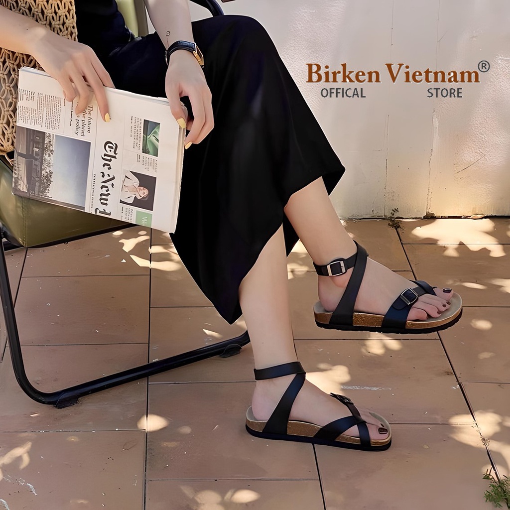MÃ PU16 Sandal DA PU Đế Trấu Quai Đan Chéo Unisex Birken Vietnam Bioline