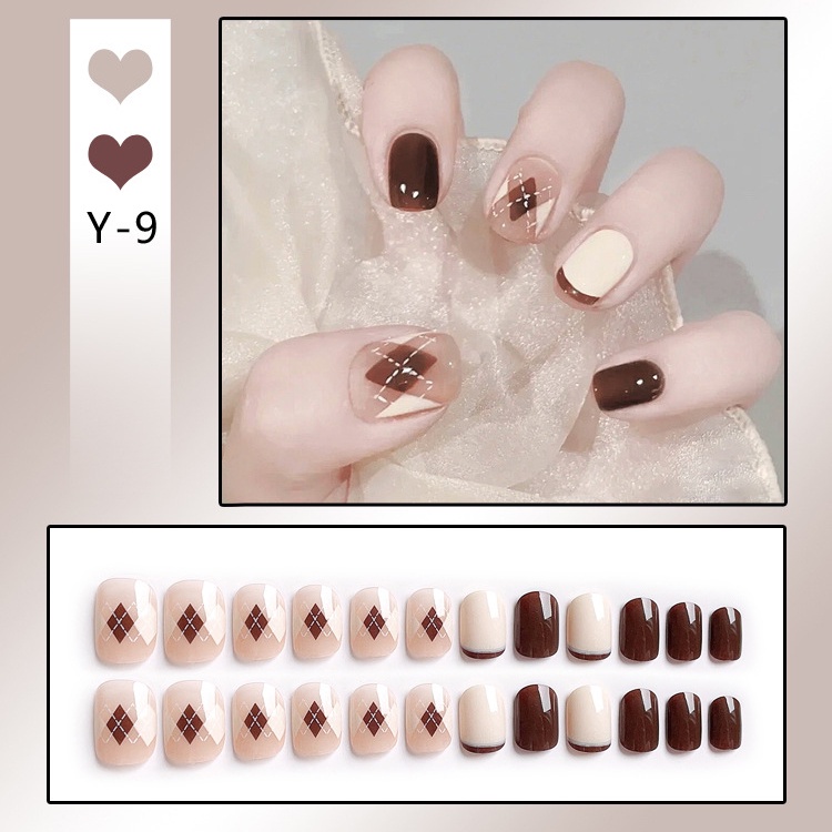 Set 24 Móng Tay Giả Ngắn Thời Trang Cho Nữ Y-9