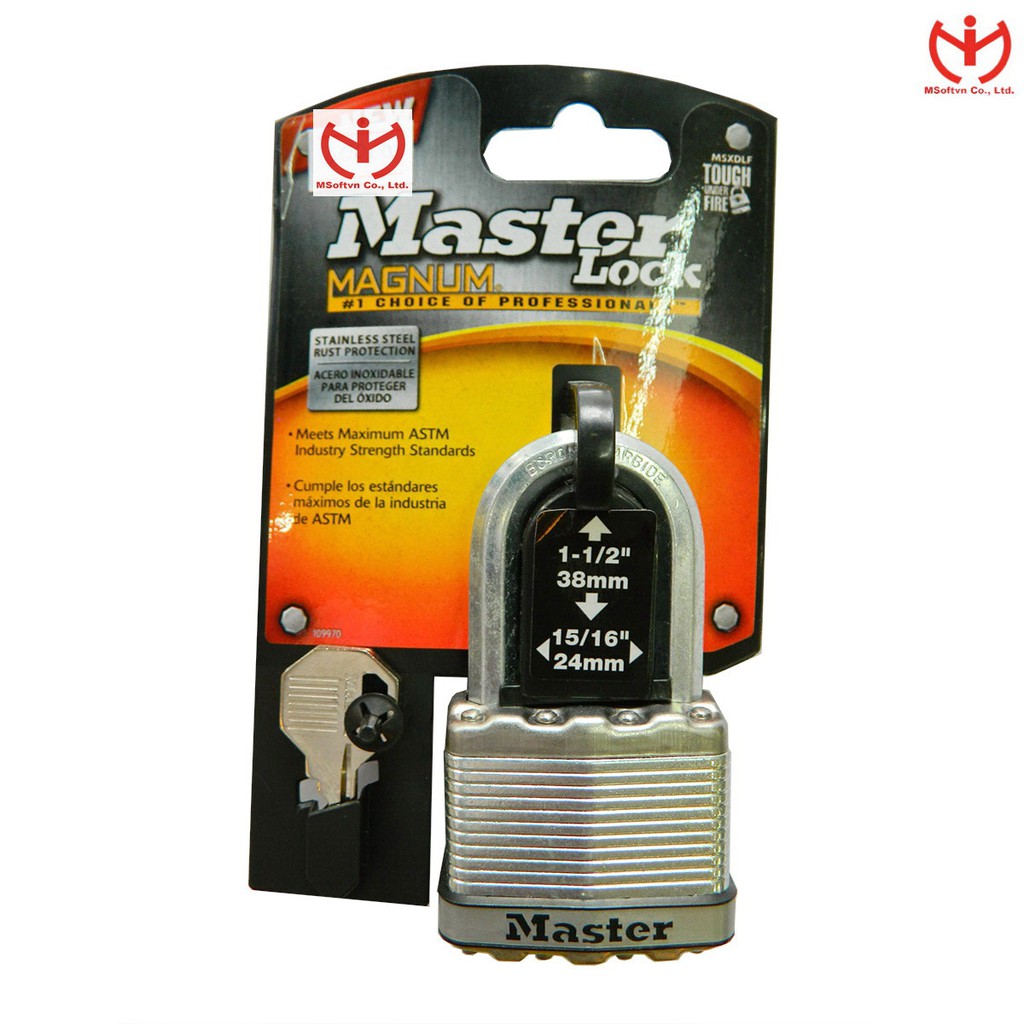 [Hỏa tốc HCM] Ổ khóa Master Lock M5 XDLF thân thép lá rộng 50mm càng dài 38mm 2 chìa - MSOFT