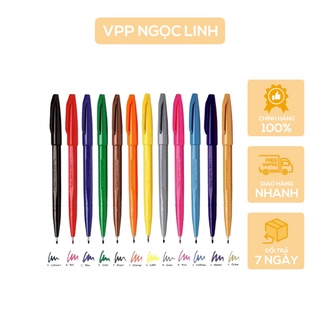 Bút Viết Thư Pháp, Calligraphy Pentel Brush Sign Pen SES15C Màu Cơ Bản