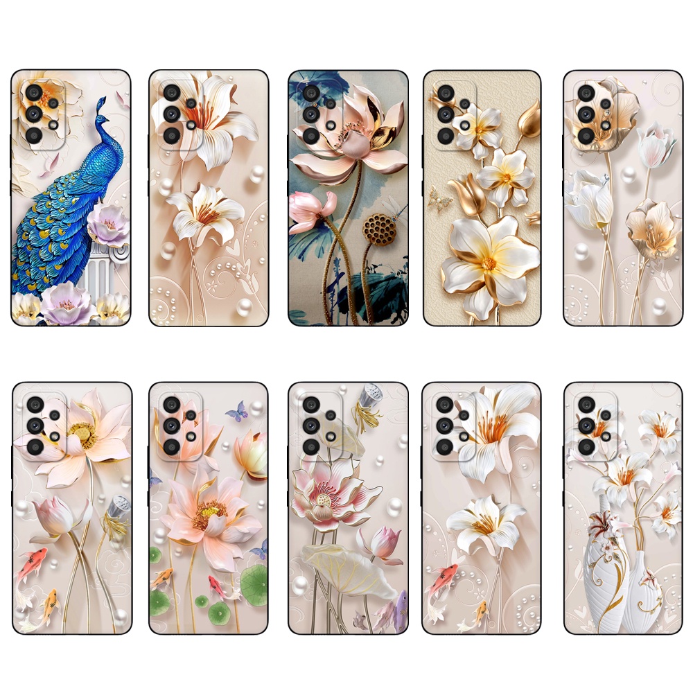 Ốp Điện Thoại tpu Silicon Mềm Họa Tiết Hoa Sen / Chim Công Cho Samsung Galaxy A23 4G LTE A33 A53 A73 4G 5G M62 F62