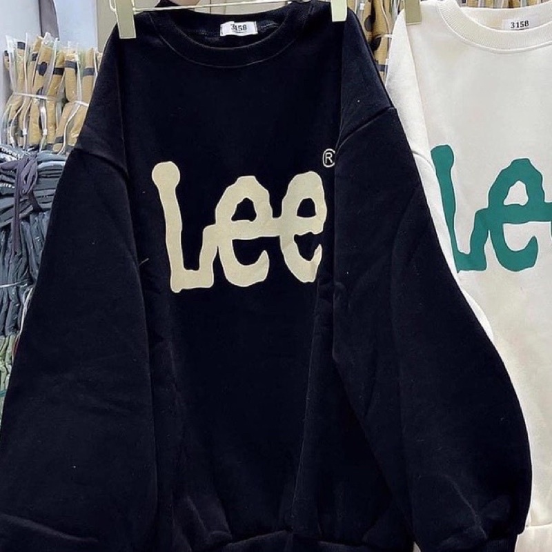 Áo Nỉ Sweater Lee Form Rộng Unisex Nam Nữ Tay Bồng Nỉ Cotton Dày Dặn