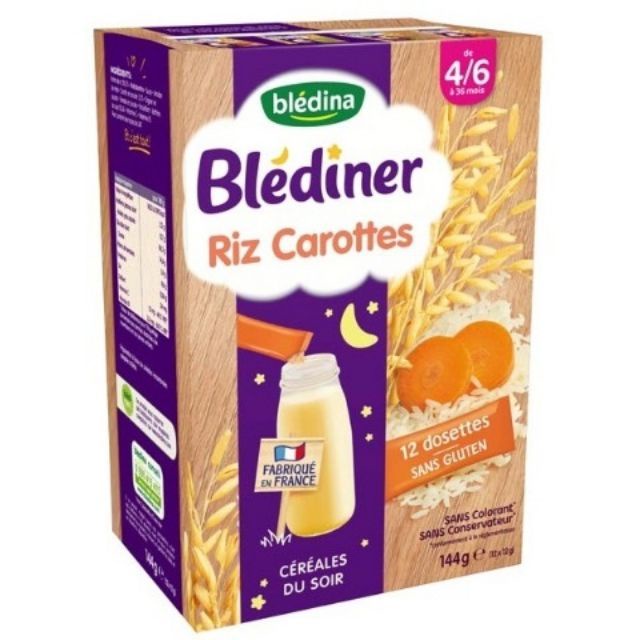 Bột lắc sữa Bledina ban đêm vị gạo-cà rốt cho trẻ 6m+ 210g