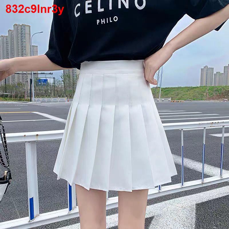 Chân váy2020 new black dress Váy nữ xuân hè ngắn cạp cao mỏng một đường sinh viên quần đại học11