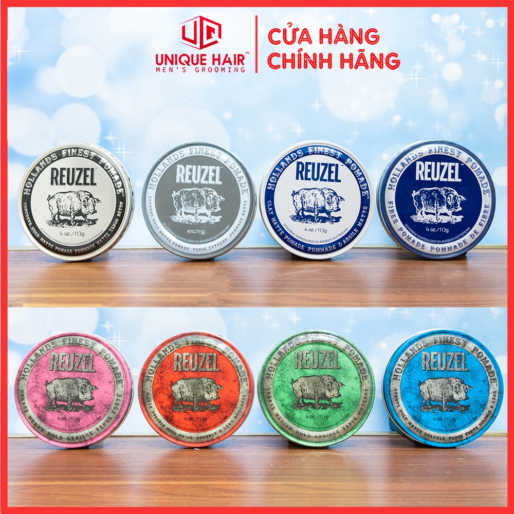 Sáp vuốt tóc nam REUZEL POMADE [ Blue - Pink - Red - Extreme Hold - Green - Matte Clay - Fiber] [ 35g + FULL SIZE]