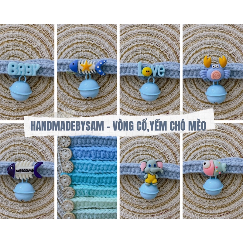 Vòng chuông xanh pastel charm thú - Vòng chó mèo