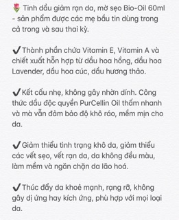 (Chuẩn Pháp) Tinh dầu giảm rạn da, mờ sẹo Bio 60ml