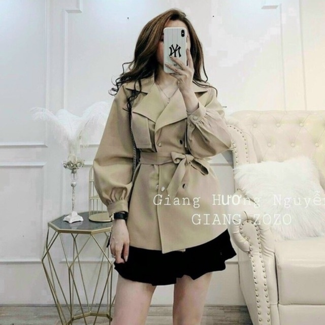 [Video cận chất] Áo Khoác Mangto Khaki dáng ngắn,dáng dài 2 lớp kèm đai hàng Quảng Châu loại 1 form size &lt;62kg