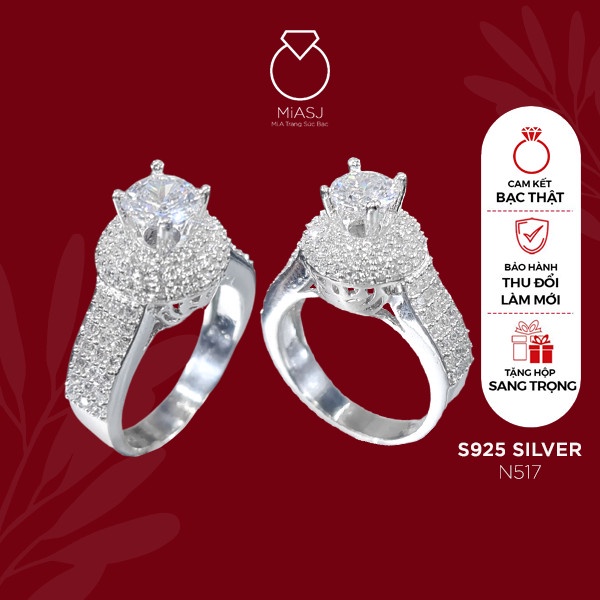 Nhẫn nữ bạc Ý S925 MiASJ nạm đá Cz cao cấp N517