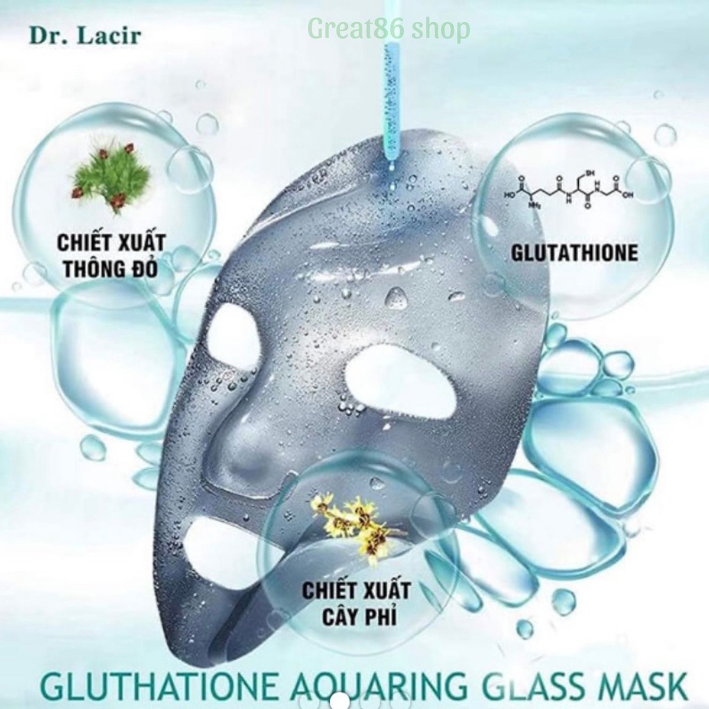 Mặt nạ thủy tinh căng bóng Dr Lacir Great86 mặt nạ glutathione chính hãng giúp trắng da ngừa lão hóa hộp 6 miếng