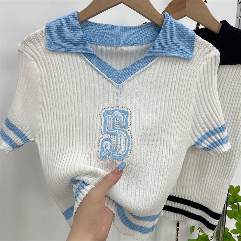 Áo sweater Ngắn Tay In Chữ Màu Sắc Trẻ Trung Cho Nữ