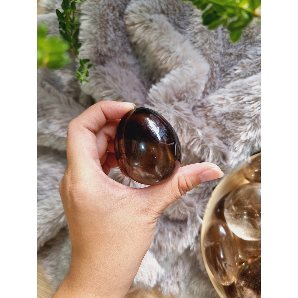 Palm đá thach anh Khói (Smoky Quartz) dùng thanh tẩy trong Tarot, cân bằng năng lượng, Reiki, thiền định, phong thủy