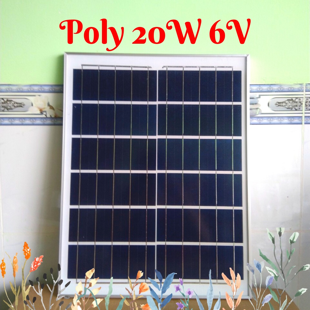 💥12W 15W 18W 20W - 6V💥 Tấm pin năng lượng mặt trời 12W 15W 18W 20W 6V poly khung nhôm, tặng kèm giá đỡ