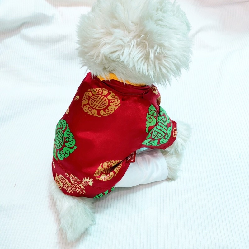 Áo tết Long Phụng màu ĐỎ ĐÔ thời trang dành cho thú cưng, Đồ mặc tết dành cho chó mèo LaLi Petfashion