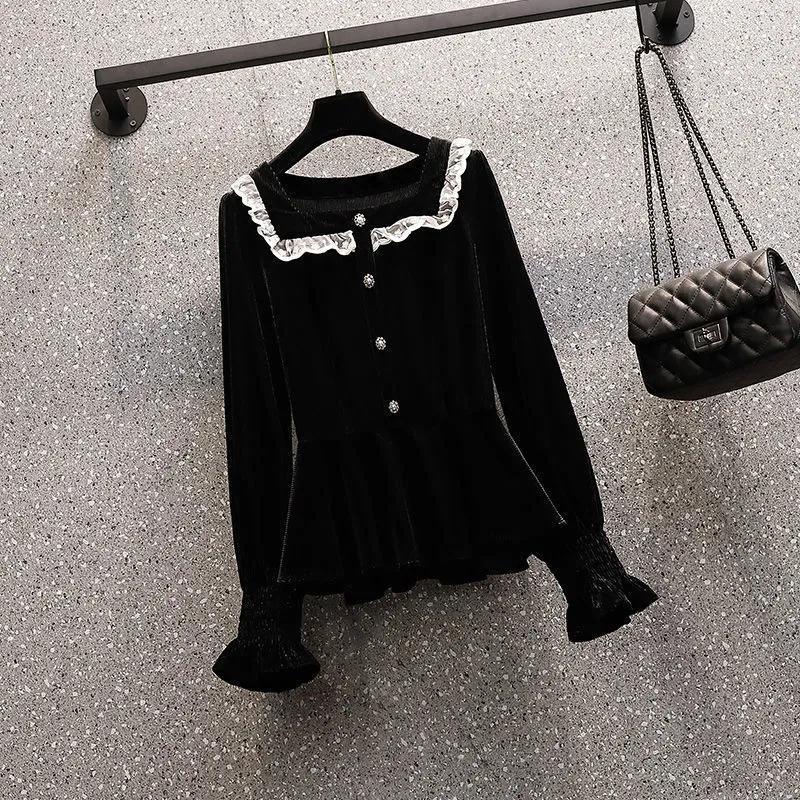 Set trang phục vải nhung size lớn MM thời trang mùa thu mới 2021 dành cho nữ (Có bán lẻ)