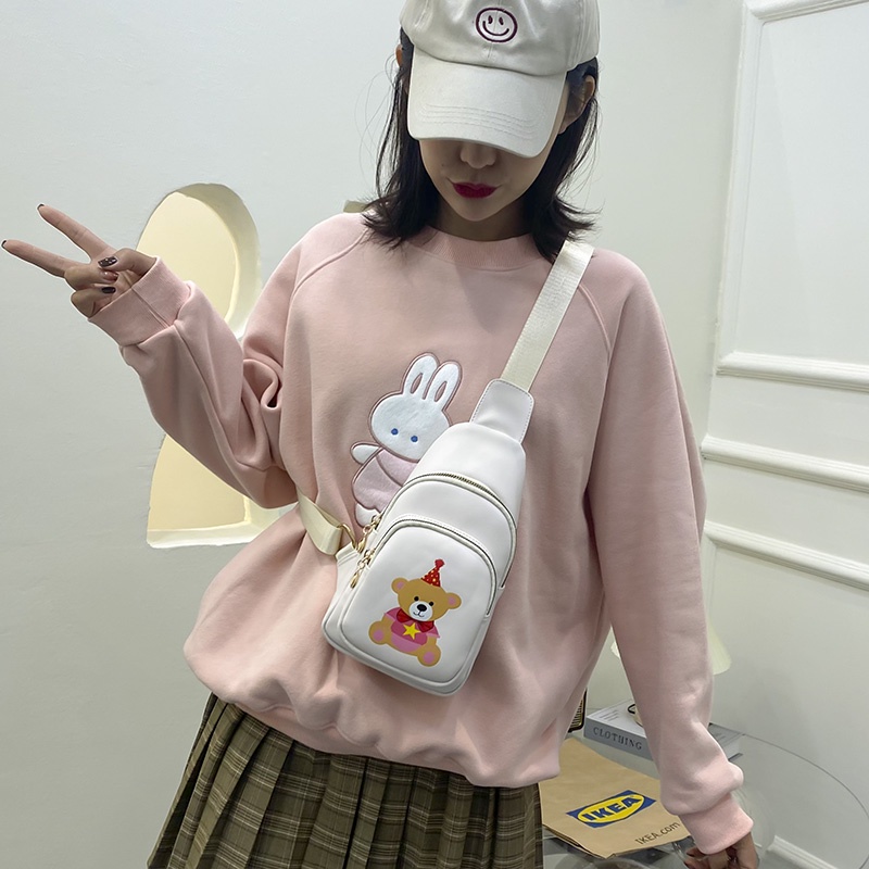 Túi Đeo Chéo Da Mềm In Hình Gấu Dễ Thương Thời Trang Cho Nữ