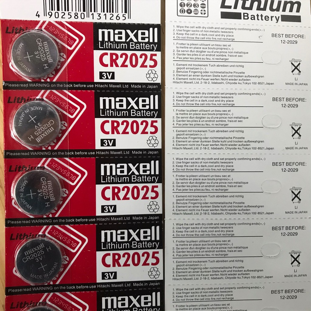 1 vỉ (5 viên) viên Pin Cr2032 / Cr2016 / Cr2025 Maxell NHẬT BẢN - pin Lithium Battery Chính hãng