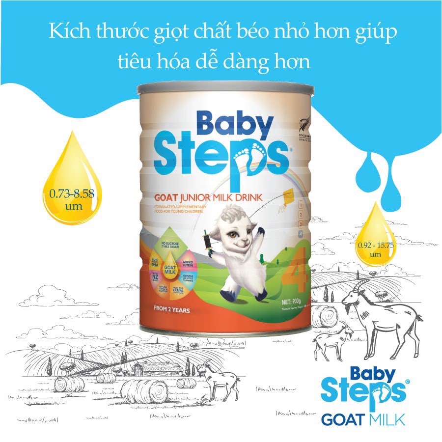 SỮA DÊ BABY STEPS SỐ 4 LON 900 GRAM CHO BÉ TỪ 2 TUỔI