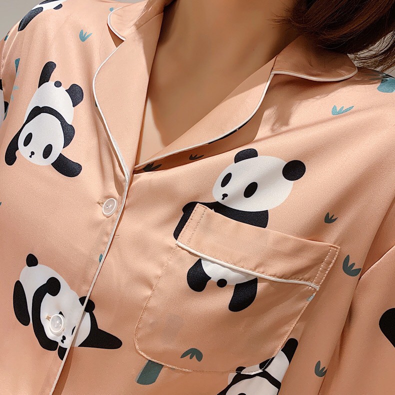 BỘ ĐỒ NGỦ PIJAMA HỌA TIẾT GẤU TRÚC, CHẤT VẢI THOÁNG MÁT (có sẵn+đủ size)