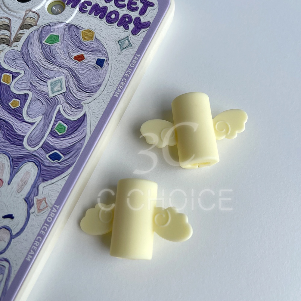 Phụ kiện bọc bảo vệ đầu dây cáp sạc kiểu đôi cánh thiên thần đáng yêu thích hợp cho iPhone thiết bị Type C laptop