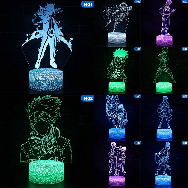 Đèn Led Chiếu 3d Hình Nhân Vật Uzumaki Sasuke Trong Naruto