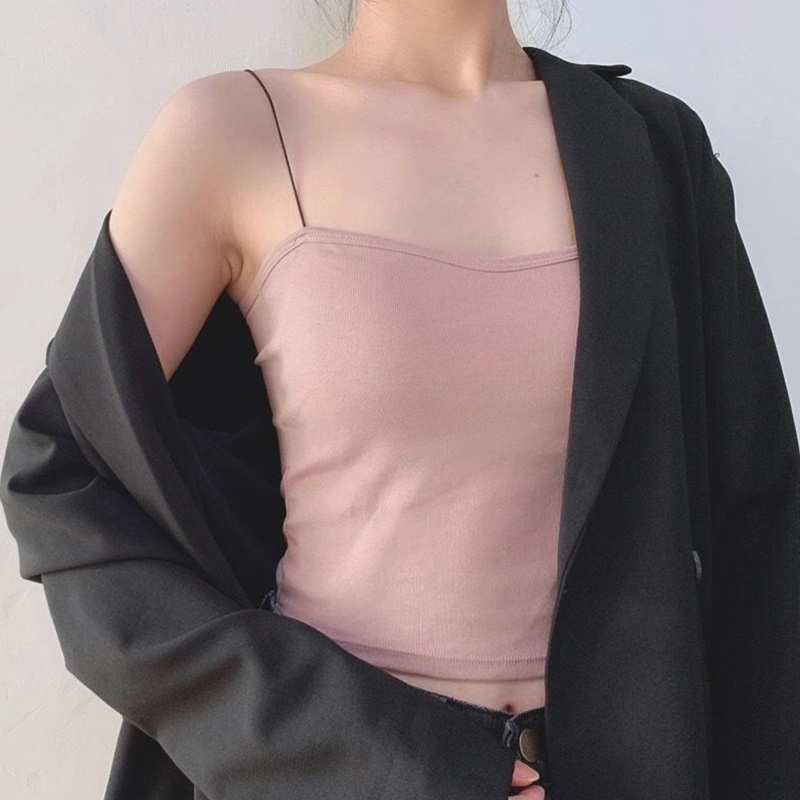 Brroa Áo Hai Dây Màu Trơn Có Mút Đệm Ngực Thời Trang Mùa Hè Quyến Rũ Cho Nữ