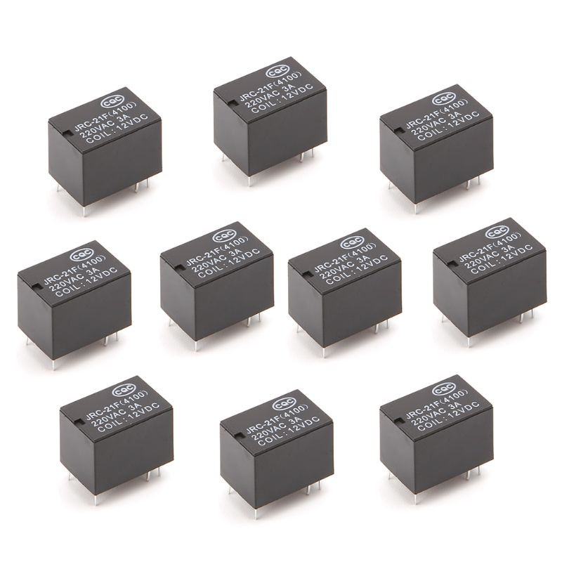 ONE  10pcs JRC-21F 4100 DC Mini Power Relay 6-pin PCB Mount Circuit Board Relays 3V 5V 12V