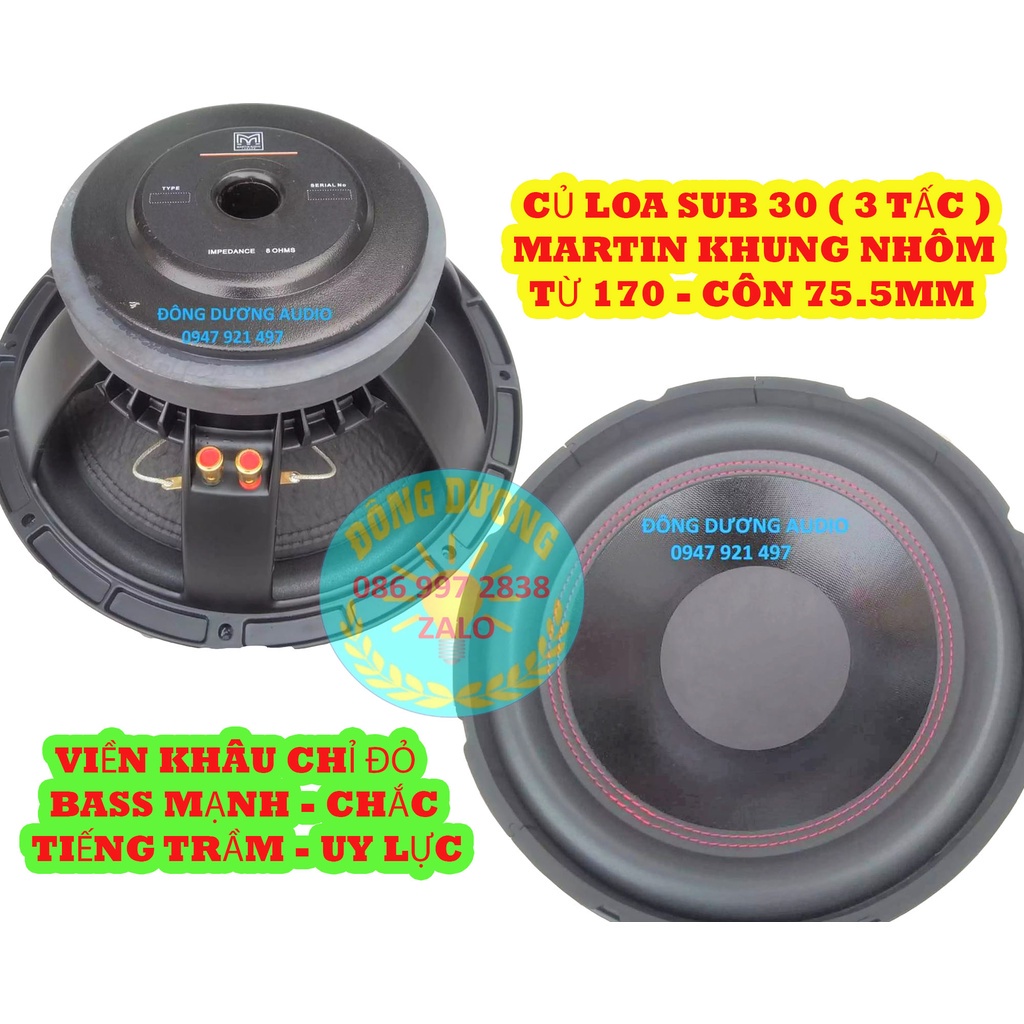 MỘT CỦ LOA SUB 3 TẤC MARTIN KHUNG NHÔM CÔN 76 CAO CÂP - LOA SUB RỜI - LOA SUB ĐIỆN