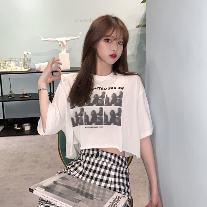 Áo Thun Nữ Crop Top Tay Ngắn Dáng Rộng Phong Cách Hàn Quốc Thời Trang Cho Áo phông Nữ TX-42