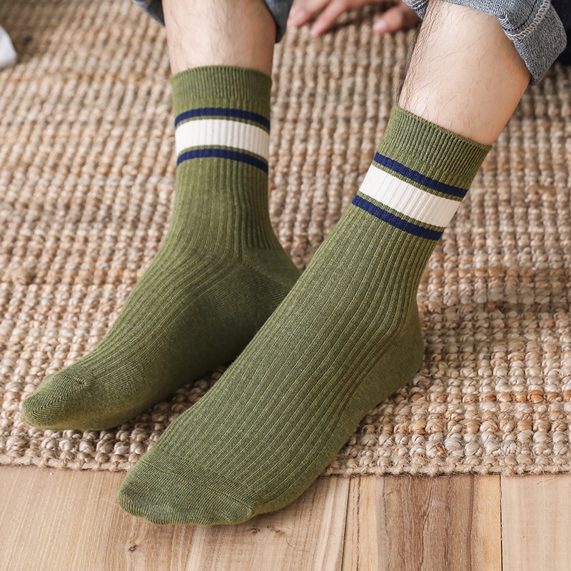 Vớ vải cotton mỏng thoáng khí họa tiết kẻ sọc phong cách doanh nhân dành cho nam