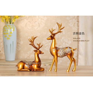 Cặp hươu may mắn trang trí (có sẵn vàng)
