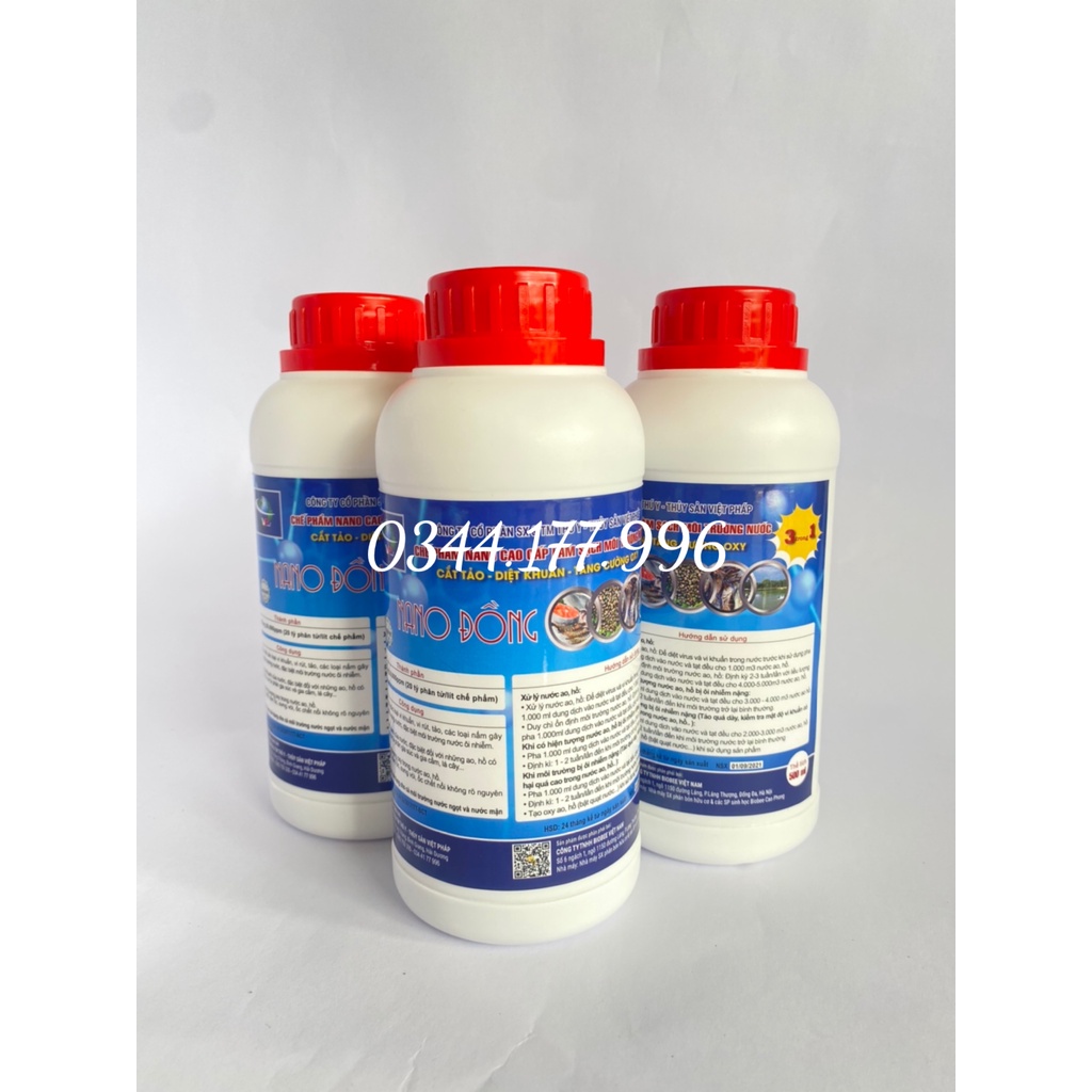 Nano bạc đồng Việt Pháp 500ml, diệt nấm khử khuẩn cho ốc nhồi, ốc bươu đen