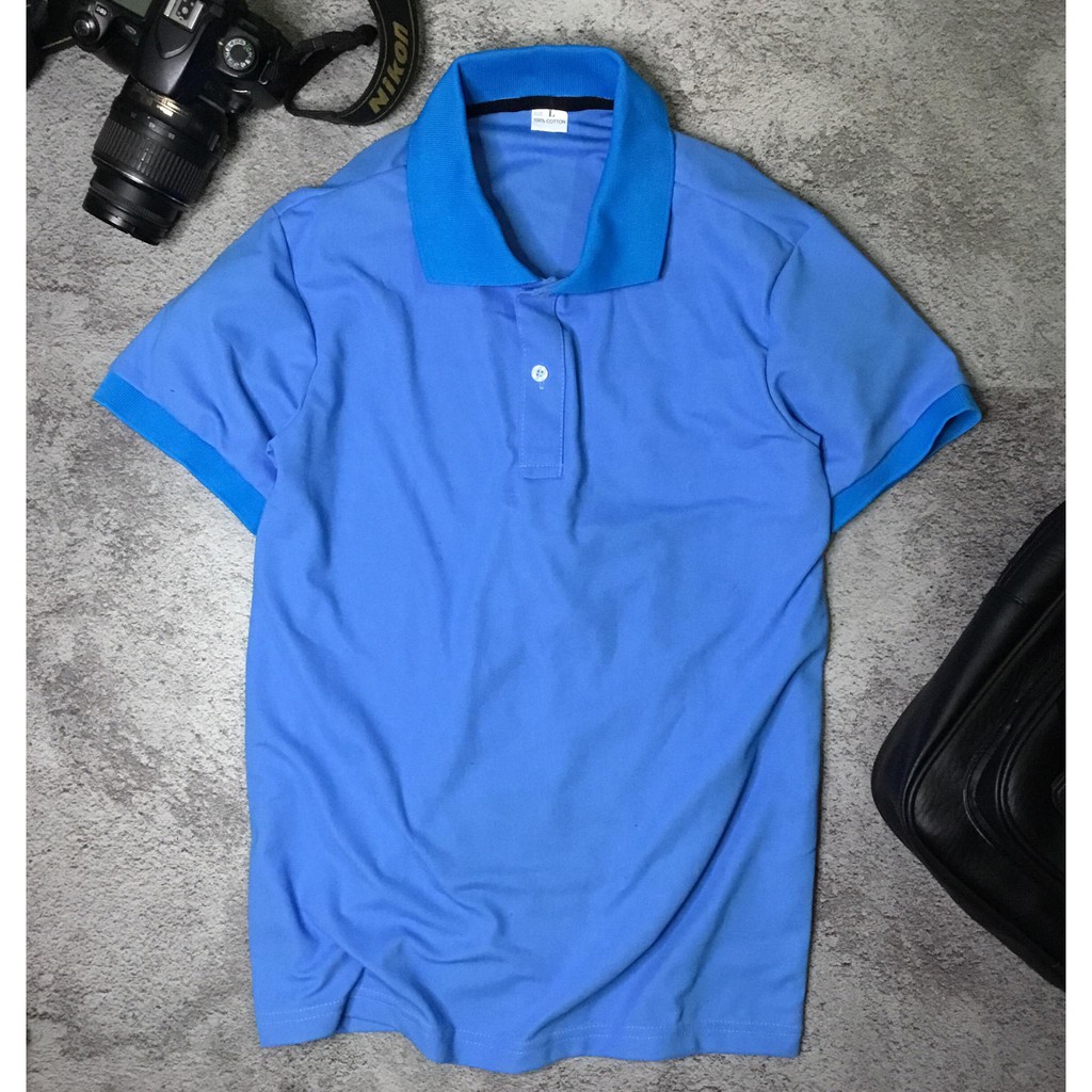 Áo thun cổ trụ trơn cotton gai  mặc mát ,giá rẻ,chất lượng