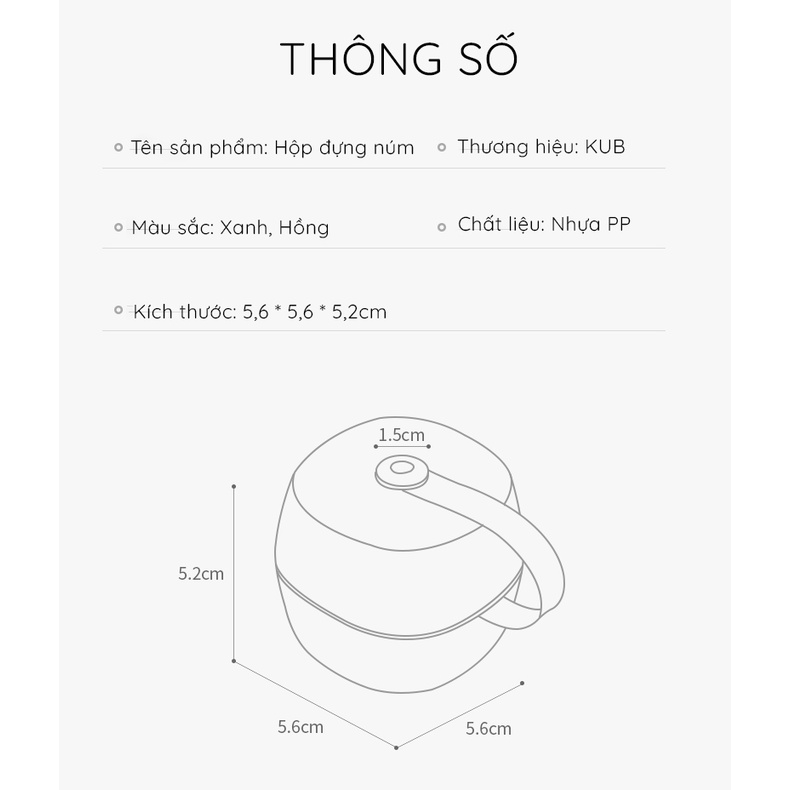 Hộp đựng ti giả, núm ti cho bé trong suốt, có móc treo - KUB