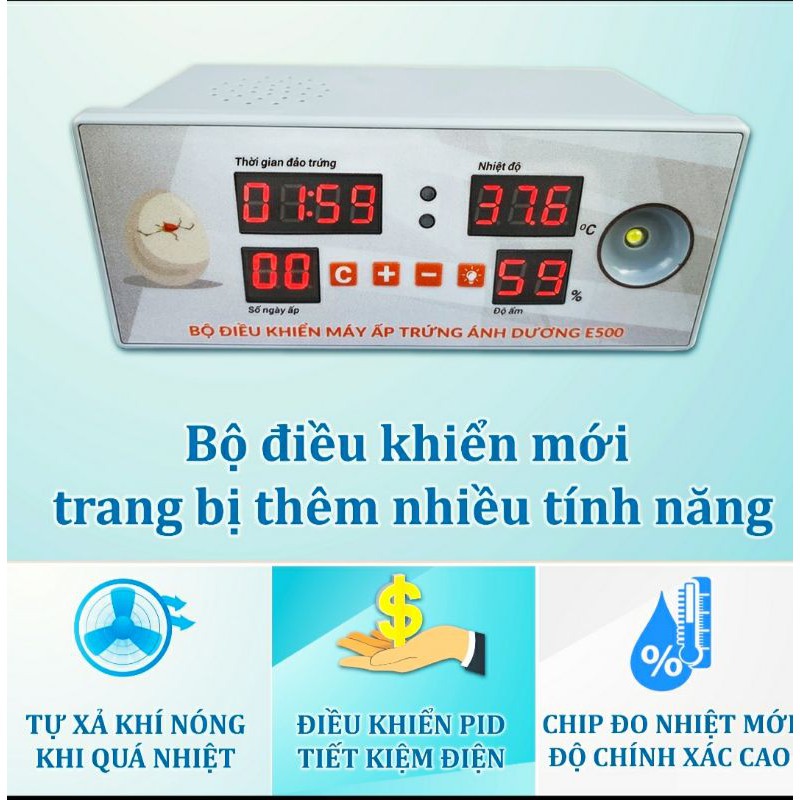 Máy ấp trứng Ánh Dương E100 Cao Cấp - Đảo Lăn 180 độ - Tặng  Gói Thuốc Úm Gà