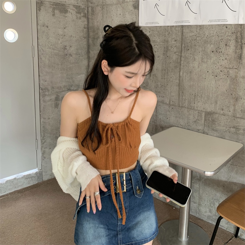 QADCOL Áo hai dây Gợi Cảm + Khăn Choàng Bên Ngoài (Lối Riêng Lẻ)