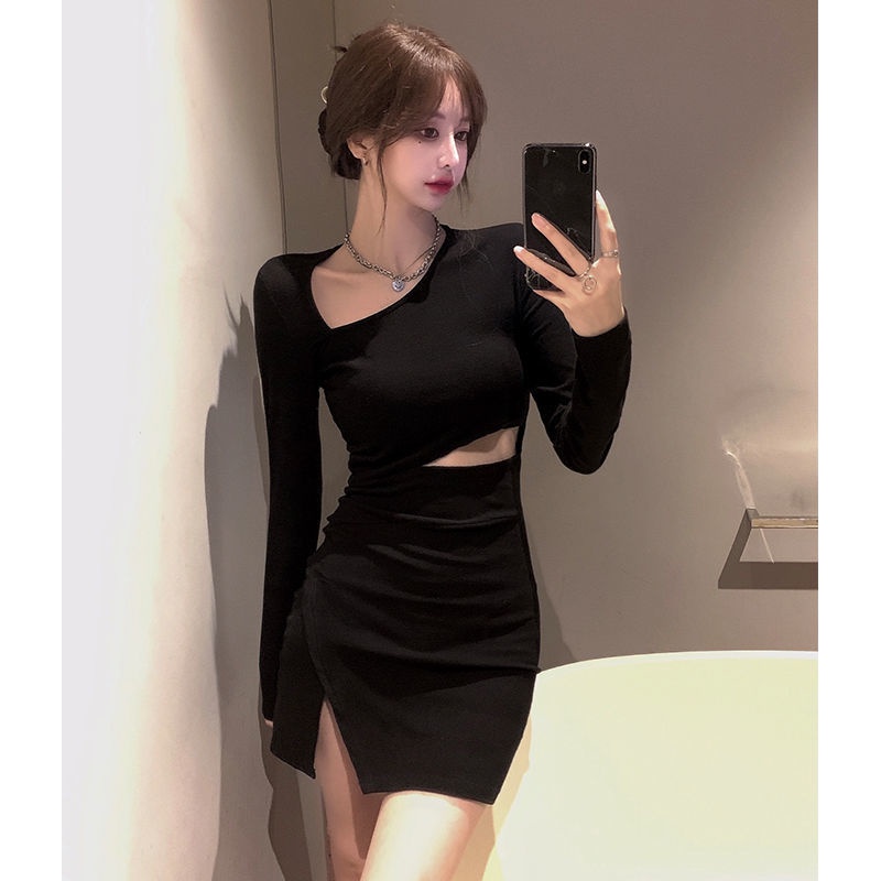 COZOK Đầm nữ tay dài trễ vai thời trang quyến rũ