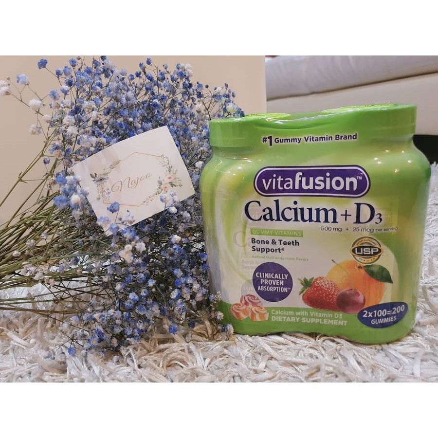 Kẹo dẻo cho người lớn bổ sung VITAMIN và CALCIUM của Vitafusion 500mg - 100 viên của Mỹ