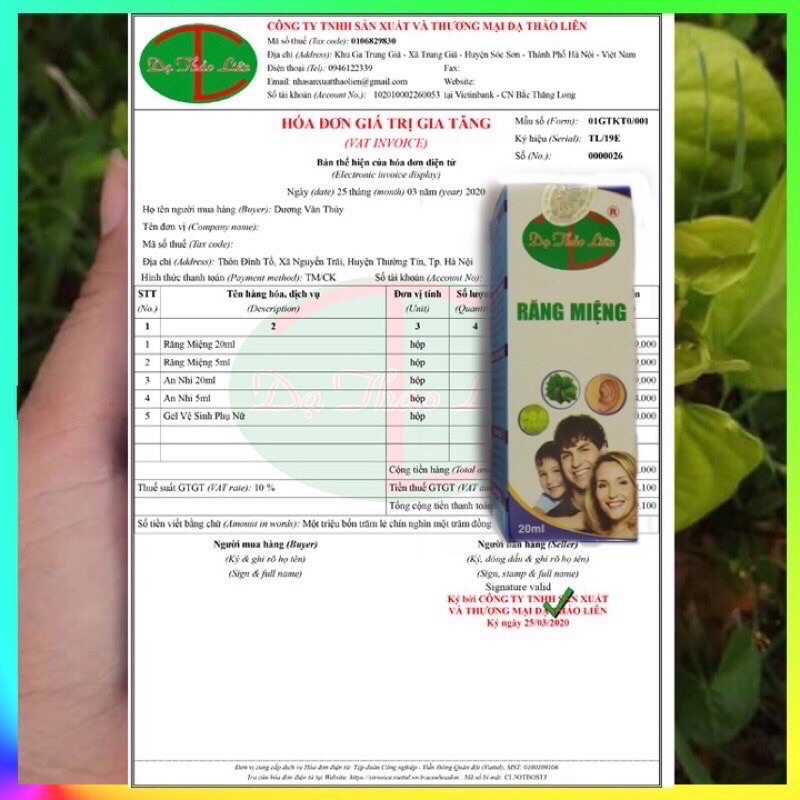 Tinh dầu răng miệng sâu răng hôi miệng Dạ Thảo Liên