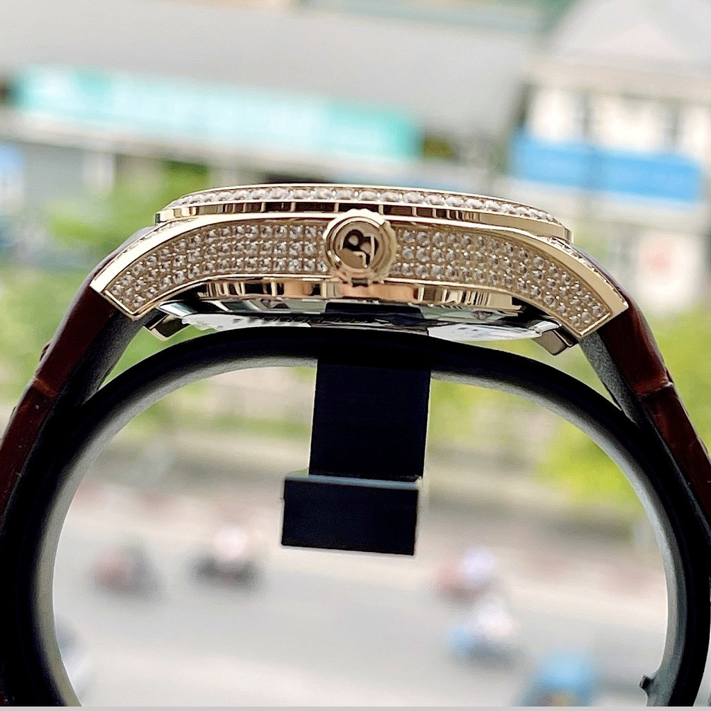 Đồng hồ nam dây da Bentley BL1784 BL1784-252 vỏ vàng mặt kính chống xước full đính đá [Chính Hãng]