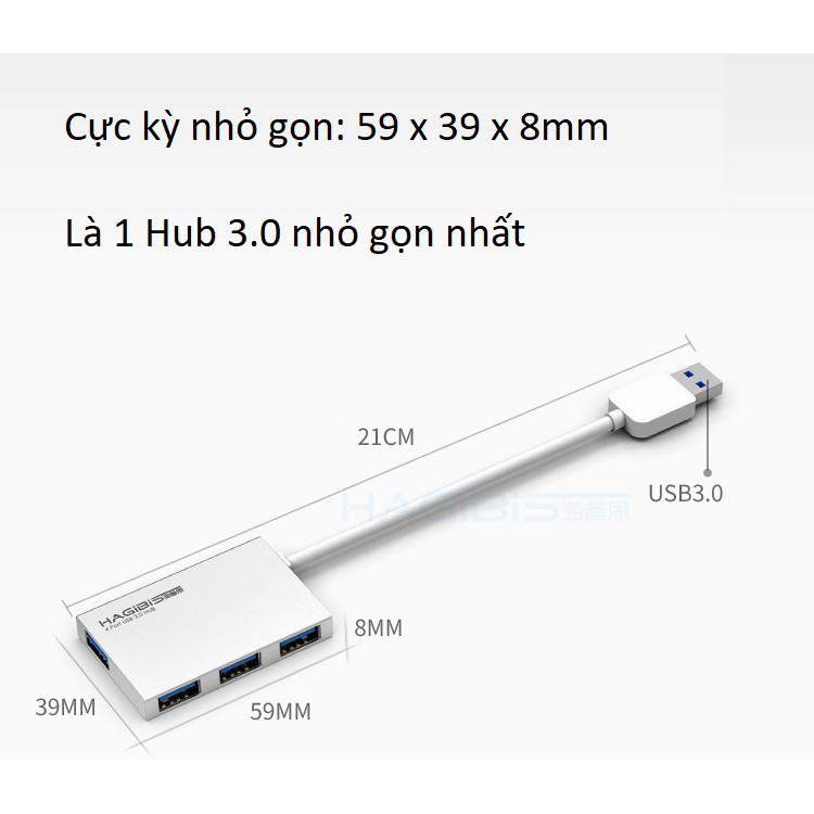 Hub chia 4 cổng 3.0 chính hãng Hagibis dây