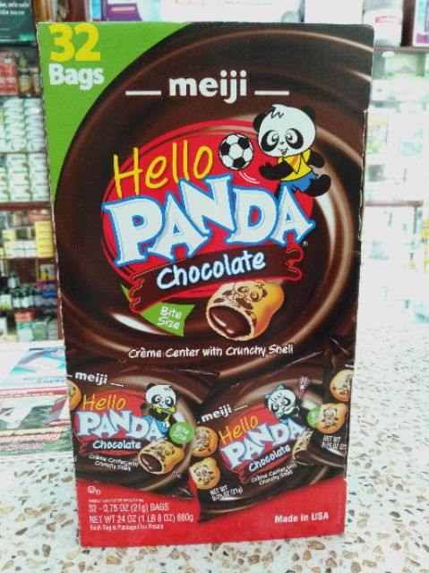 BÁNH GẤU NHÂN KEM CHOCOLATE MEIJI HELLO PANDA MỸ