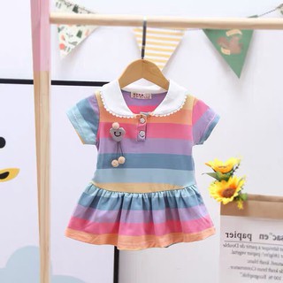 VÁY CHO BÉ GÁI - VÁY SỌC CỔ TRÒN CHO BÉ NĂNG ĐỘNG - VẢI COTTON THOÁNG MÁT - MỀM MẠI - MẪU MÃ ĐẸP