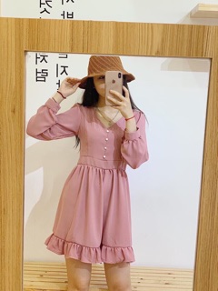 Đầm hồng nút ngọc