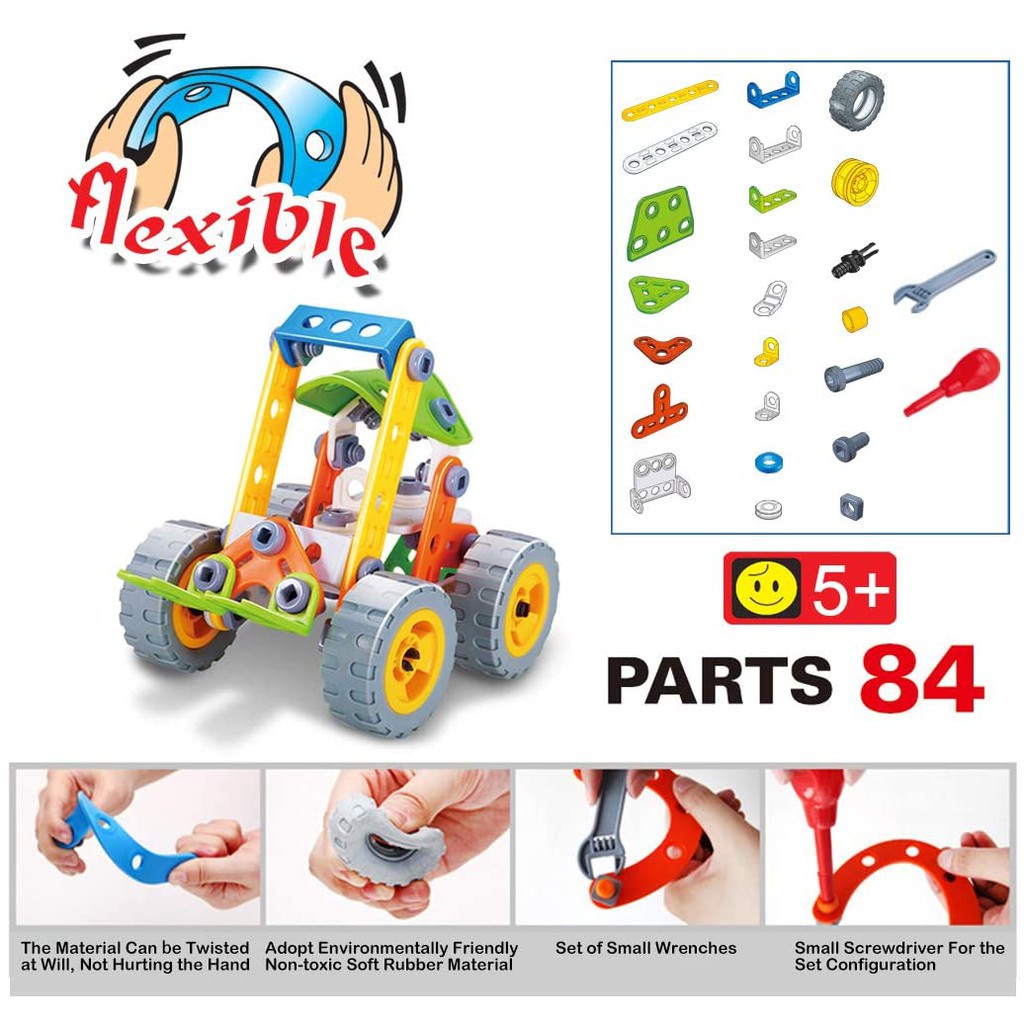 Đồ chơi lắp ghép Build&amp;Play mô hình xe nâng 84 chi tiết Toyshouse J-7703 - DIY model