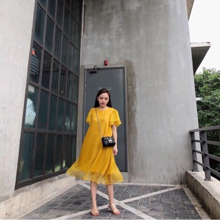 Đầm voan tay tầng hai lớp