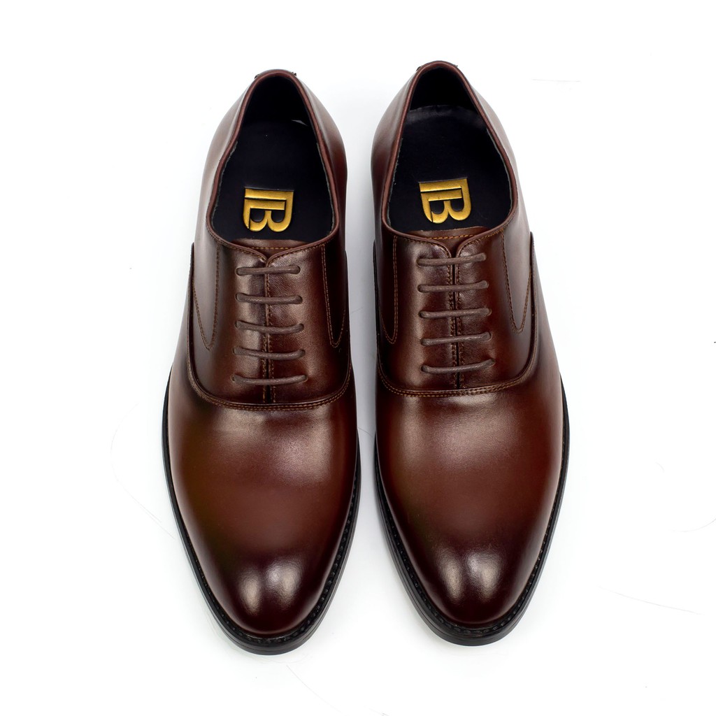 Giày tây nam oxford công sở da bò nappa cao cấp màu nâu G104- Bụi leather- hộp sang trọng -BH 12 tháng