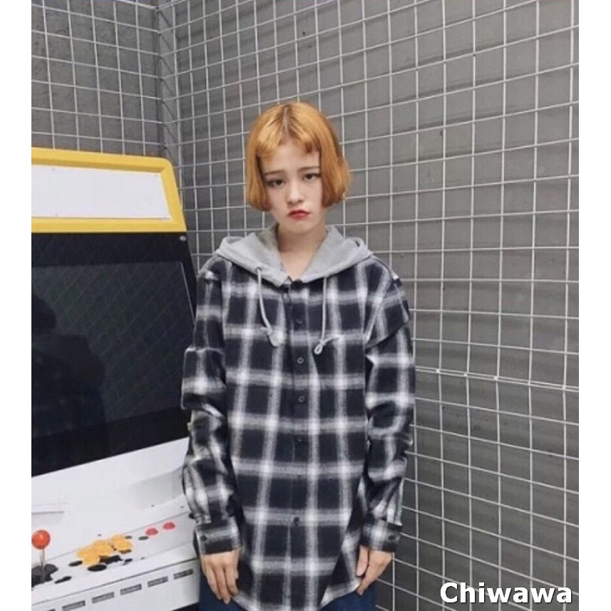 Áo khoác nam nữ Amozo 022 đẹp như diễn viên Hàn Quốc, có mũ phối sau màu trắng đen